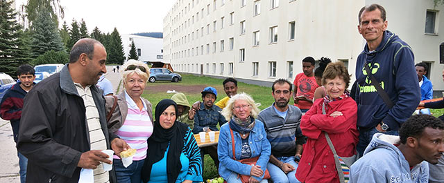 Besuch bei den Flchtlingen aus Syrien und Eritrea in Suhl, 2014